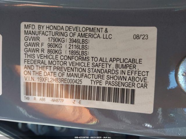 19XFL2H83RE000425 Honda k20c2