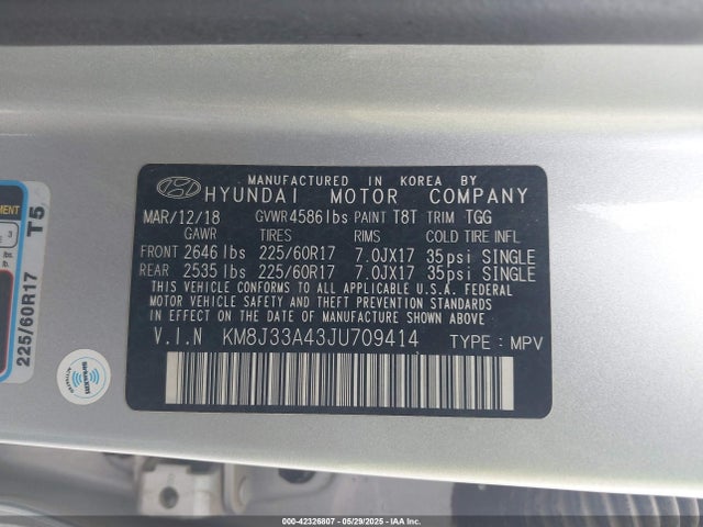 KM8J33A43JU709414 Hyundai gdi nu