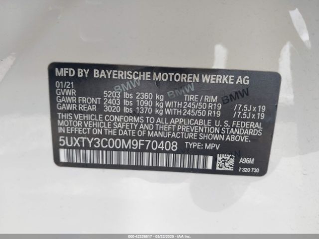 2021 BMW X3 5UXTY3C00M9F70408 Photo 8