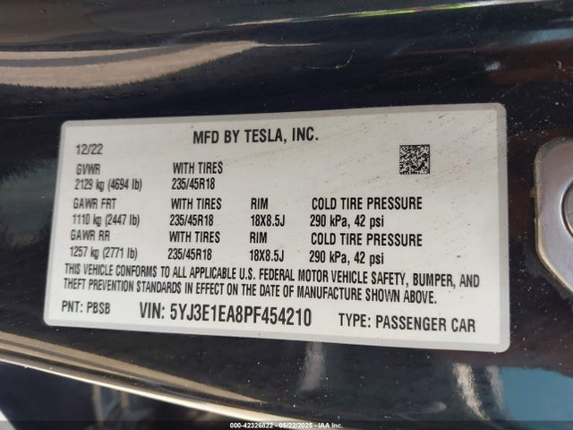 2023 TESLA MODEL 3 5YJ3E1EA8PF454210 Photo 8