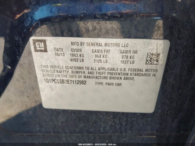 1G1PC5SB7E7112982 Chevrolet Cruze 1lt Auto