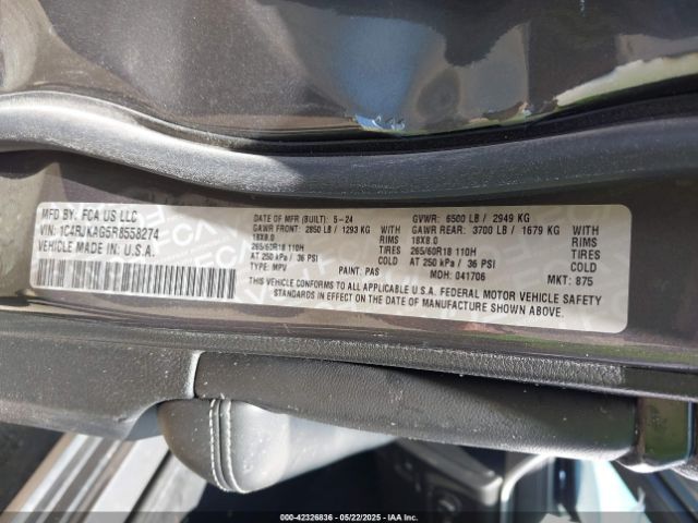 1C4RJKAG5R8558274 Jeep Grand Cherokee L Altitude 4x4