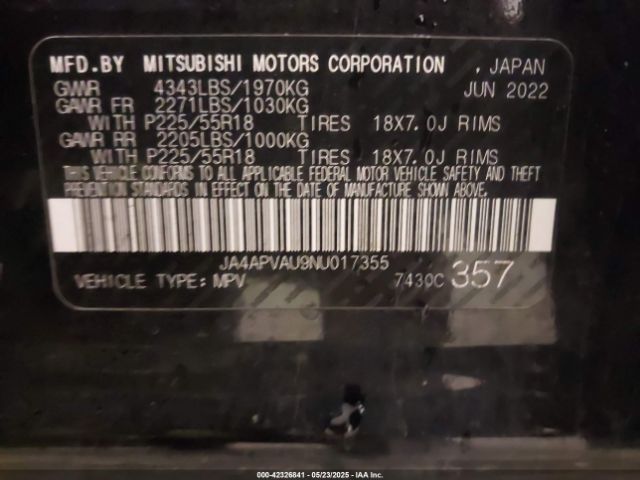 2022 MITSUBISHI OUTLANDER SPORT JA4APVAU9NU017355 Photo 8