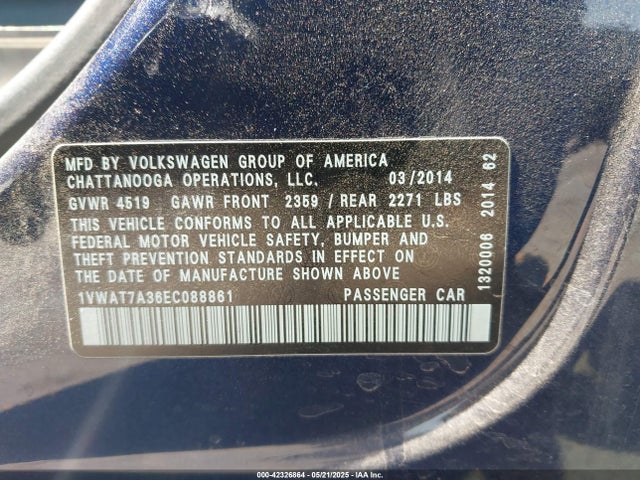 Volkswagen 2014 2014 1VWAT7A36EC088861 Image 9