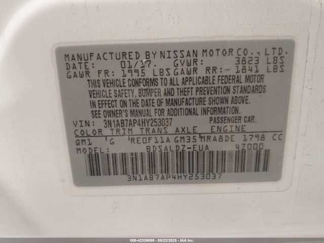 3N1AB7AP4HY253037 Nissan SENTRA SV