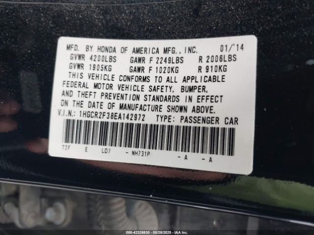 1HGCR2F38EA142972 Honda ACCORD LX