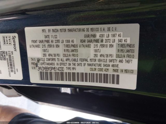 3MVDMBBM3PM514030 Mazda pyukd