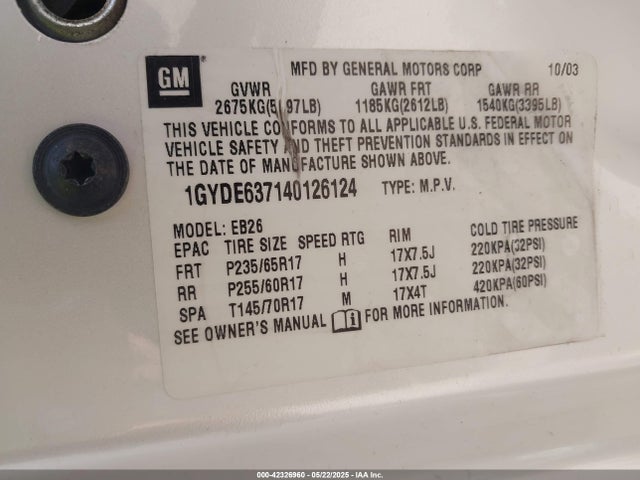 2004 CADILLAC SRX 1GYDE637140126124 Photo 8