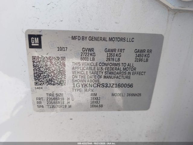 1GYKNCRS3JZ160056 Cadillac XT5 LUXURY
