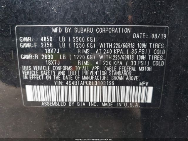 4S4BTAPC8L3103199 Subaru Outback Touring