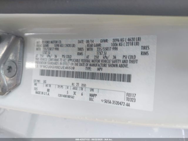 1FMCU0GX6EUE46539 Ford ESCAPE SE