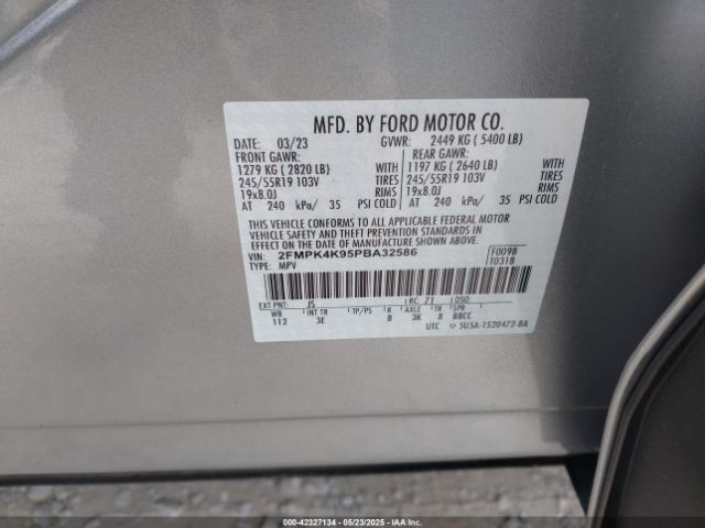 2FMPK4K95PBA32586 Ford Edge Titanium