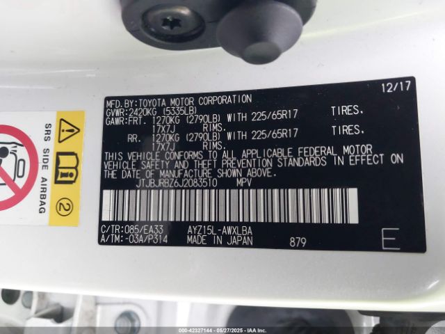 JTJBJRBZ6J2083510 Lexus NX 300H