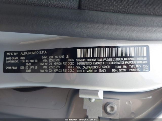 ZASPAKBN5P7D57909 Alfa Romeo Stelvio Ti Awd
