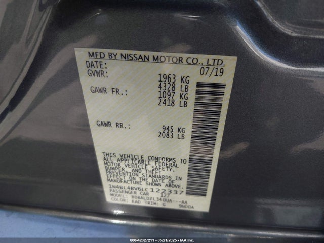 1N4BL4BV6LC122337 Nissan 2020