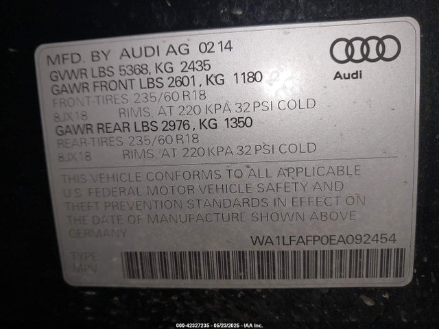 2014 AUDI Q5 WA1LFAFP0EA092454 Photo 8