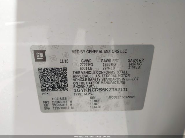 2019 CADILLAC XT5 1GYKNCRS5KZ182111 Photo 8