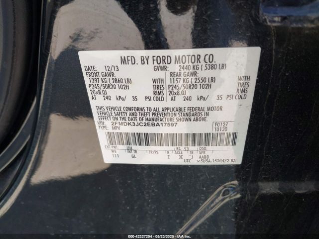 2FMDK3JC2EBA17597 Ford 2014