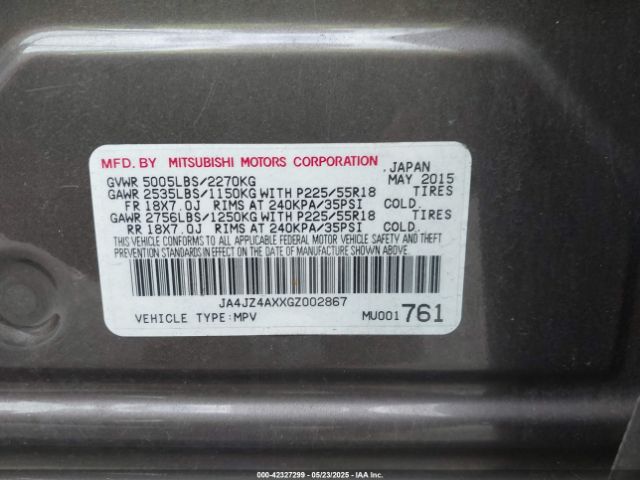 JA4JZ4AXXGZ002867 Mitsubishi OUTLANDER GT