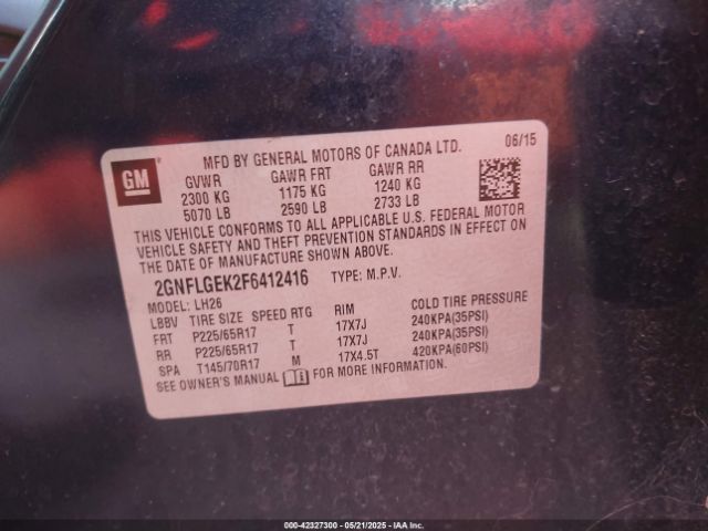 2GNFLGEK2F6412416 Chevrolet Equinox 2lt