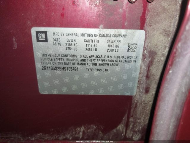 2G1105S35H9105491 Chevrolet IMPALA 1LT