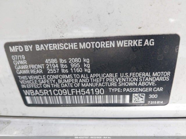 WBA5R1C09LFH54190 BMW 330I