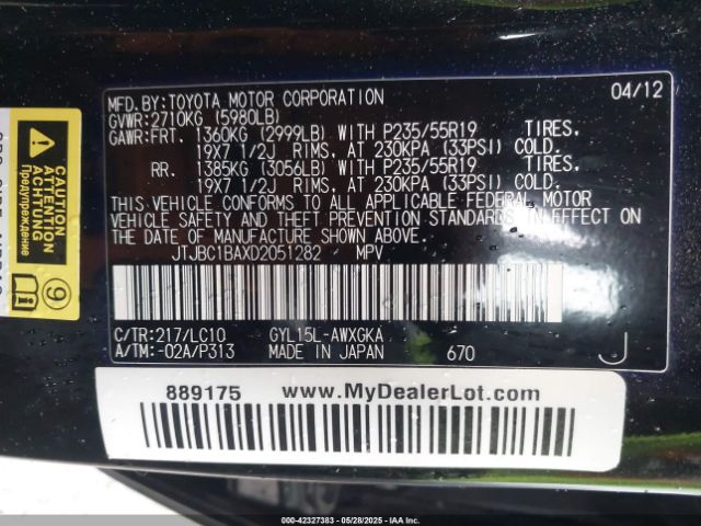 2013 LEXUS RX 450H JTJBC1BAXD2051282 Photo 8