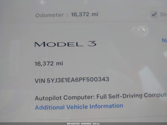 Aukcja sprzedaży 2023 Tesla Model 3 Rear-wheel Drive, vin: 5YJ3E1EA6PF500343, numer aukcji: 42327432