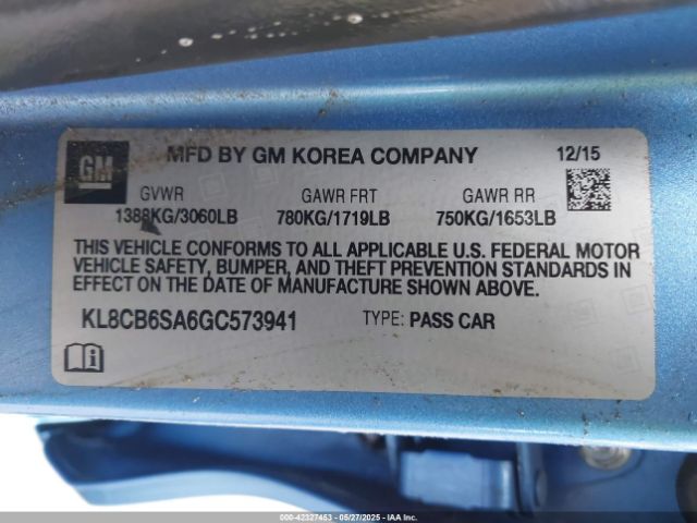 2016 CHEVROLET SPARK KL8CB6SA6GC573941 Photo 8