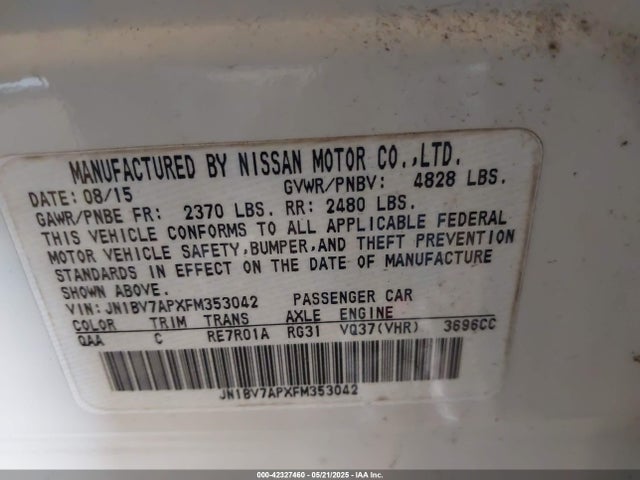 JN1BV7APXFM353042 Infiniti 2015