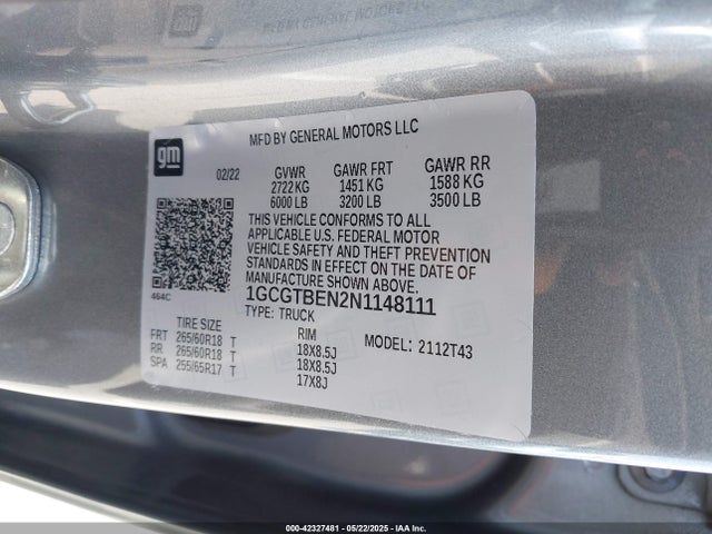 1GCGTBEN2N1148111 Chevrolet lgz