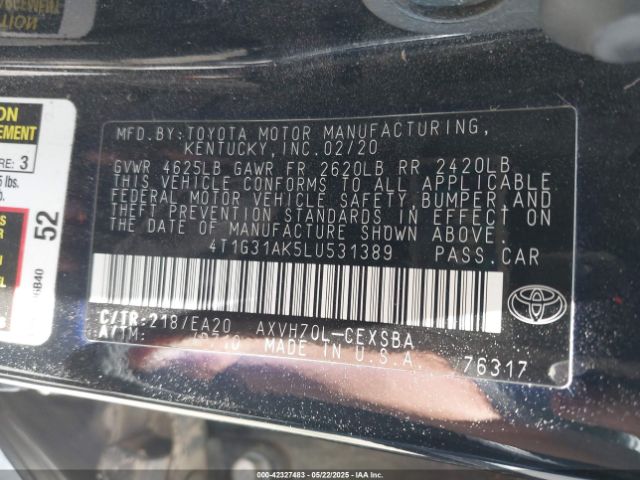 4T1G31AK5LU531389 Toyota Camry Se Hybrid