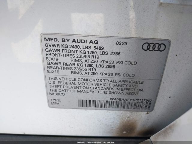 WA1EAAFY1P2127967 Audi Q5 Premium Plus 45 Tfsi S Line Quattro