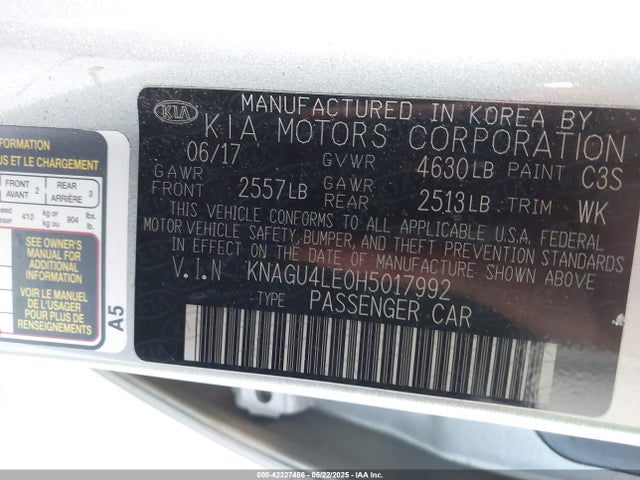 KNAGU4LE0H5017992 KIA Optima Hybrid Ex