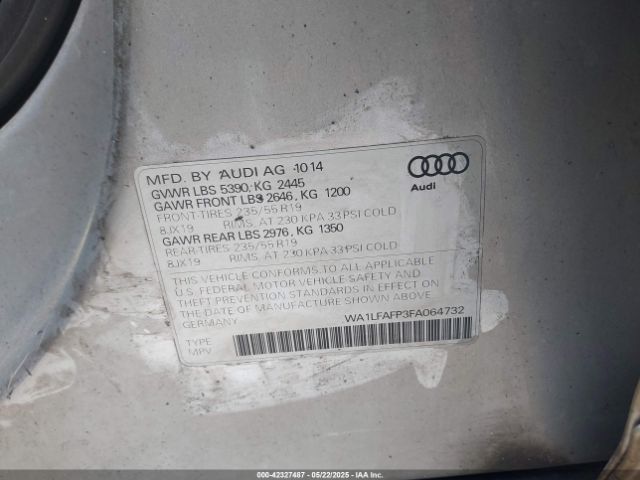 2015 AUDI Q5 WA1LFAFP3FA064732 Photo 8