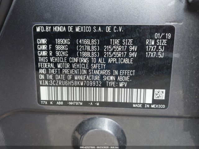 2019 HONDA HR-V 3CZRU6H58KM709932 Photo 8