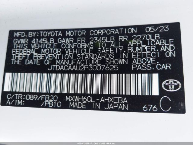 JTDACAAU2P3007625 Toyota Prius Le/limited/xle