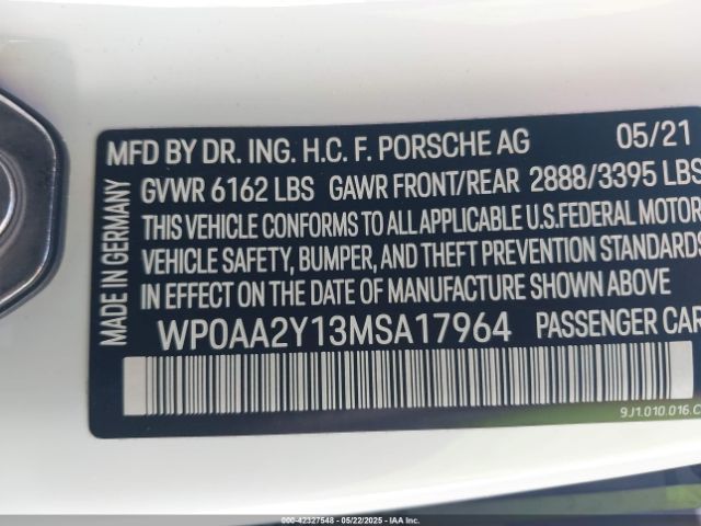 WP0AA2Y13MSA17964 Porsche Taycan
