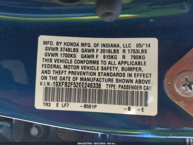 19XFB2F52EE246338 Honda r18z1