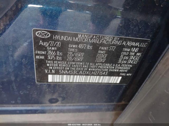 5NMS3CADXLH271543 Hyundai gdi theta ii