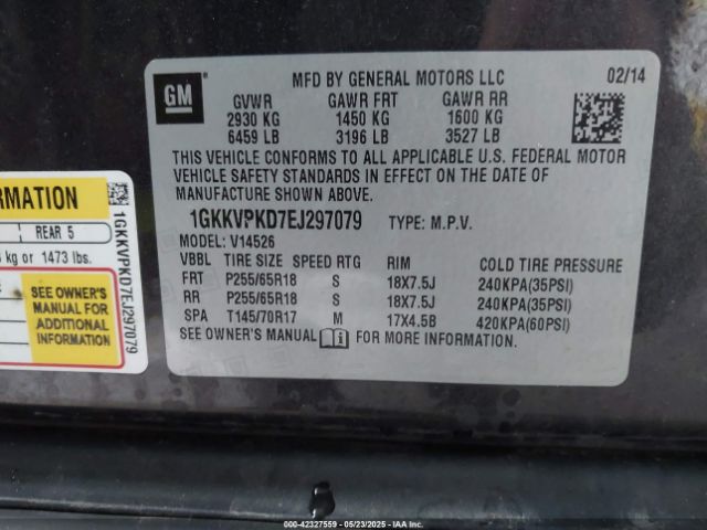 1GKKVPKD7EJ297079 GMC Acadia Sle-2