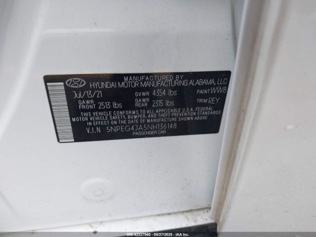 2022 HYUNDAI SONATA 5NPEG4JA5NH136148 Photo 8
