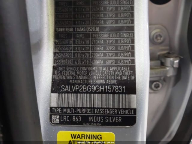 SALVP2BG9GH157831 Land Rover Range Rover Evoque Se/se Premium