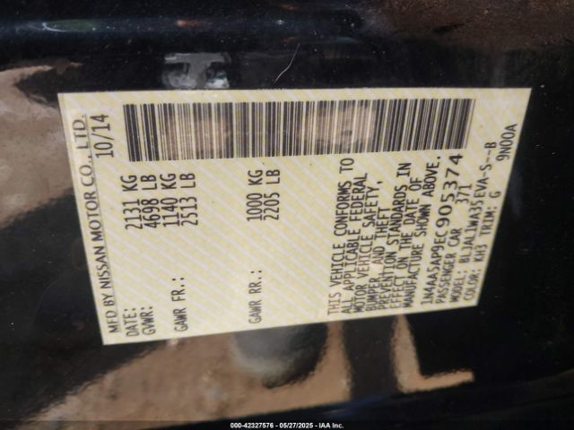 1N4AA5AP9EC905374 Nissan Maxima 3.5 Sv