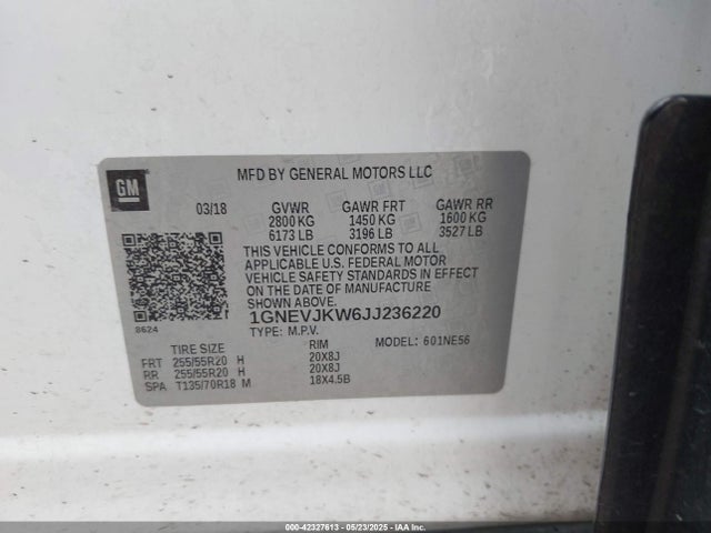 1GNEVJKW6JJ236220 Chevrolet lfy - spark ignited direct injection, atss, gen 1