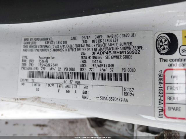 2017 FORD FIESTA 3FADP4EJ5HM158922 Photo 8