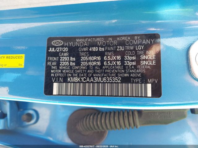 2021 HYUNDAI KONA KM8K1CAA3MU635352 Photo 8