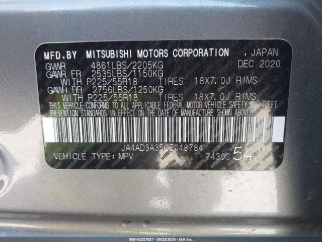 2020 MITSUBISHI OUTLANDER JA4AD3A35LZ048784 Photo 8