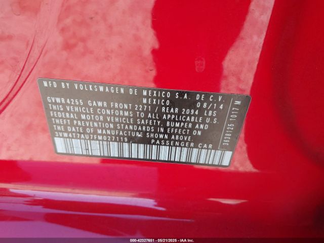 3VW4T7AU7FM027119 Volkswagen Golf Gti 2.0t S 4-door