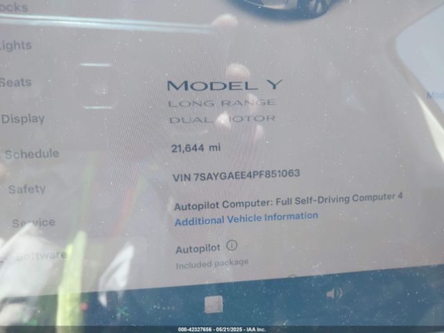 7SAYGAEE4PF851063 Tesla Model Y Awd/long Range Dual Motor All-wheel Drive